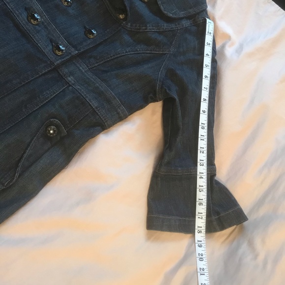 GUESS Long Denim Double Breasted Dress Jacket Stretch M - Picture 10 of 16